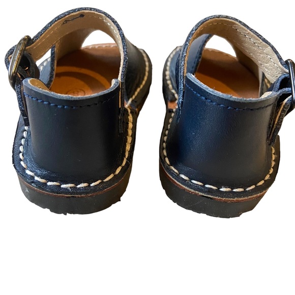 S’AVAM AVARCA Pons Sandals Leather Navy Blue Mary Jane Buckle Flats Handmade - Picture 9 of 10